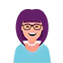 Petite image style dessin d'une femme avec un collier et des lunettes